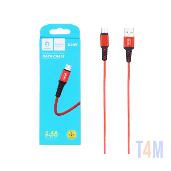 DENMEN FAST CHARGING DATA CABLE D02V FOR MICRO 2.4A RED